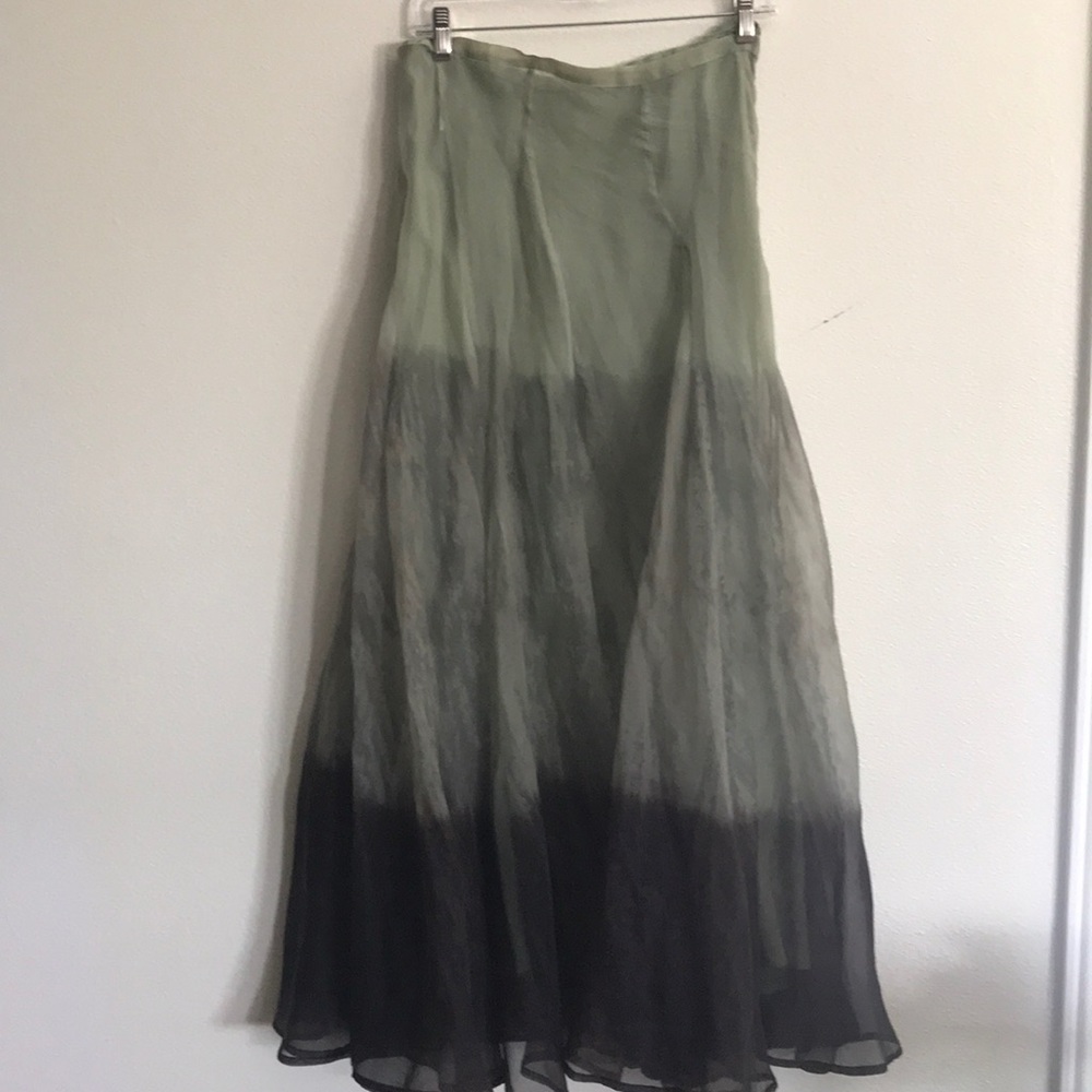 Layered silk skirt with linen underskirt